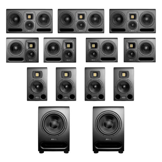 HEDD Audio 7.1.4 Atmos system — full speaker array with subs